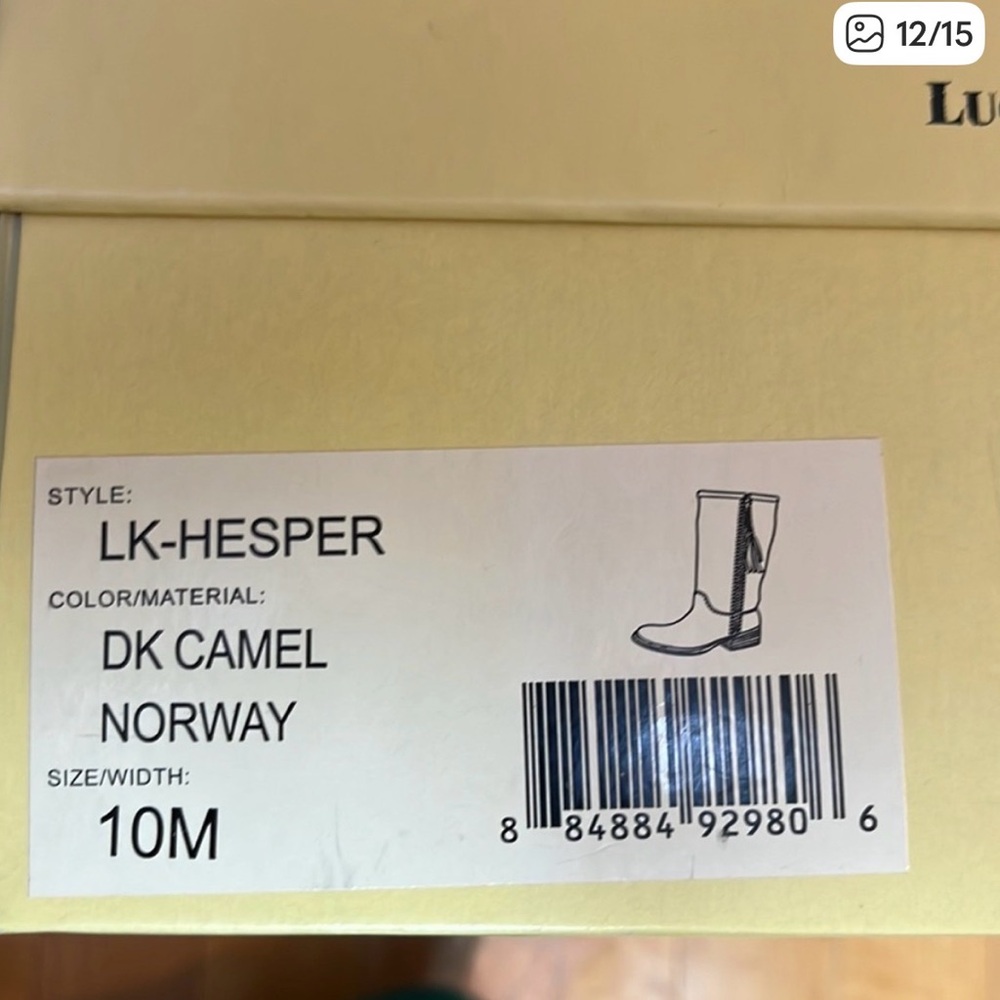 🤎 Lucky Brand LK-Hesper Tall Leather Boots Dark Camel Norway 10M - Picture 11 of 11